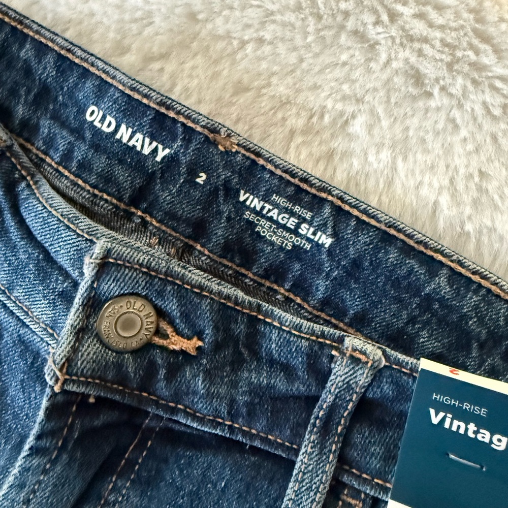 NWT Old Navy High Rise Vintage Slim Dark Blue Jeans - Picture 6 of 7